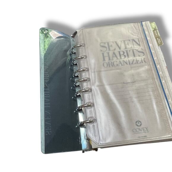 Franklin Covey 7 Habits Leather Planner Organizer Brown Binder Tabs Insert Paper - Picture 9 of 16